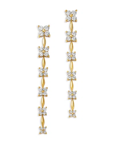 Bloomingdale's Fine Collection Diamond Flower Quad Cluster Graduated Linear Drop Earrings In 14k Yellow Gold, 1.75 Tcw
