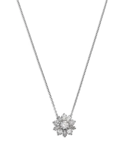 Bloomingdale's Fine Collection Diamond Flower Solitaire Necklace In 14k White Gold, 0.75 Ct. T. W.