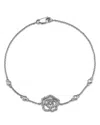 Bloomingdale's Fine Collection Diamond Flower Station Bracelet In 14k White Gold, 0.33 Ct. T. W. In White