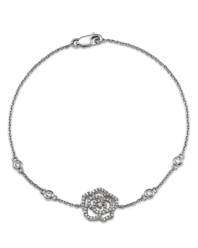 Bloomingdale's Fine Collection Diamond Flower Station Bracelet In 14k White Gold, 0.33 Ct. T. W.