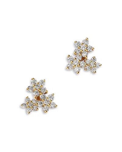 Bloomingdale's Fine Collection Diamond Flower Stud Earrings In 14k Yellow Gold, 0.5 Tcw