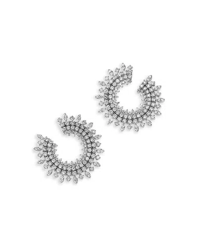 Bloomingdale's Fine Collection Diamond Front To Back Hoop Earrings In 14k White Gold, 2.0 Tcw