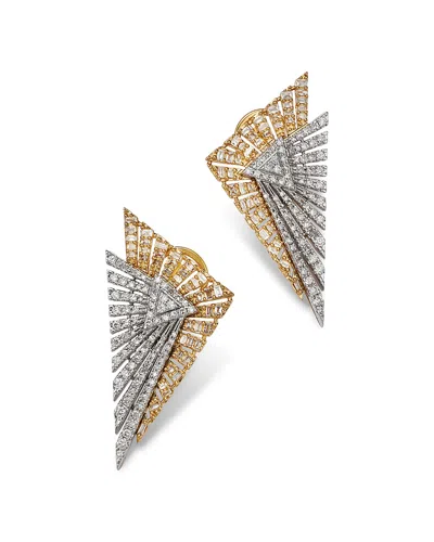 Bloomingdale's Fine Collection Diamond Geometric Drop Statement Earrings In 14k Yellow & White Gold, 1.0 Ct. T. W.