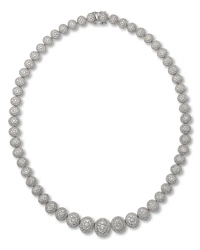 Bloomingdale's Fine Collection Diamond Graduated Pave Cluster Necklace In 14k White Gold, 12 Ct. T. W.