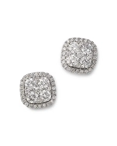 Bloomingdale's Fine Collection Diamond Halo Cluster Stud Earrings In 14k White Gold, 1.50 Ct. T. W.