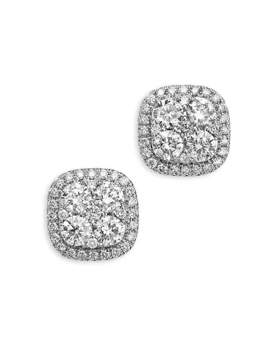 Bloomingdale's Fine Collection Diamond Halo Stud Earrings In 14k White Gold, 2.0 Ct. T. W.