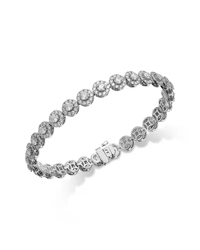 Bloomingdale's Fine Collection Diamond Halo Tennis Bracelet In 14k White Gold, 7.0 Tcw