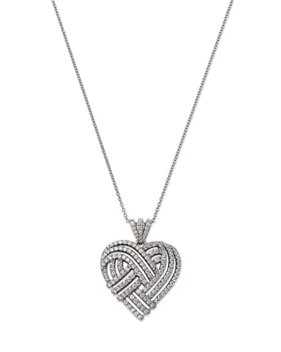 Bloomingdale's Fine Collection Diamond Heart Pendant Necklace In 14k White Gold, 1.0 Ct. T. W.