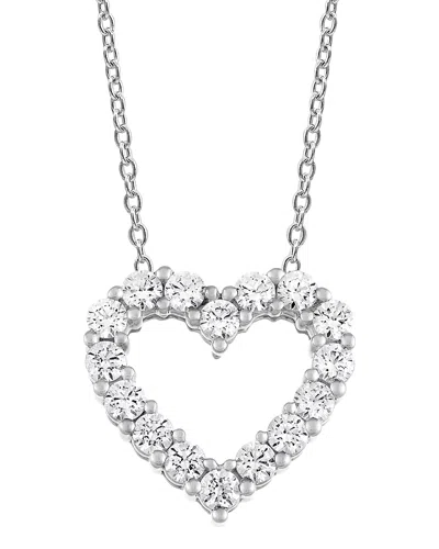Bloomingdale's Fine Collection Diamond Heart Pendant Necklace In 14k White Gold, 2.0 Ct. T. W.