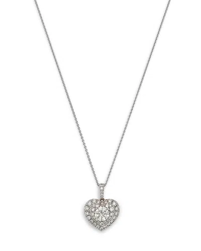 Bloomingdale's Fine Collection Diamond Heart Pendant Necklace In 18k White Gold, 1 Ct. T. W.