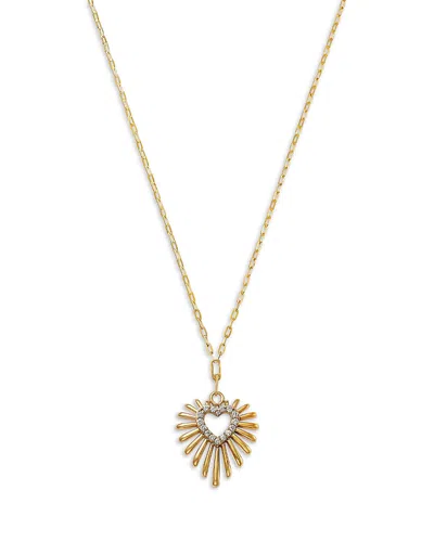 Bloomingdale's Fine Collection Diamond Heart Sunburst Pendant Necklace In 14k Yellow Gold, 0.15 Tcw