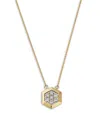 Bloomingdale's Fine Collection Diamond Honeycomb Hexagon Pendant Necklace In 14k Yellow Gold, 0.25 Tcw In Gold