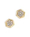 Bloomingdale's Fine Collection Diamond Honeycomb Hexagon Stud Earrings In 14k Yellow Gold, 0.25 Tcw In Gold
