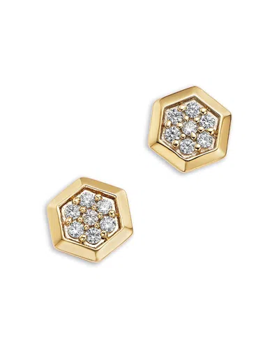 Bloomingdale's Fine Collection Diamond Honeycomb Hexagon Stud Earrings In 14k Yellow Gold, 0.25 Tcw