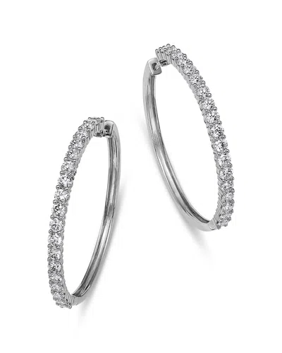 Bloomingdale's Fine Collection Diamond Hoop Earrings In 14k White Gold, 3.0 Tcw In Silver