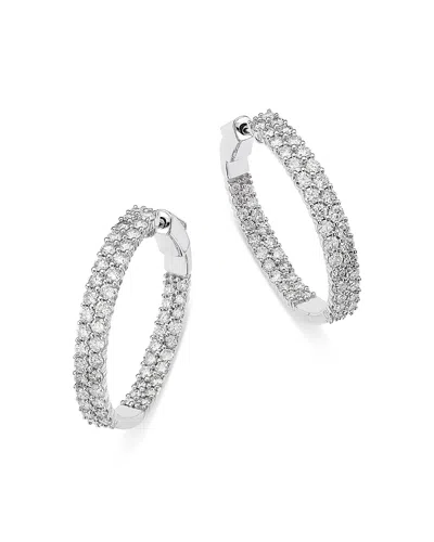 Bloomingdale's Fine Collection Diamond Inside Out Double Hoop Earrings In 14k White Gold, 3.0 Tcw In Gray