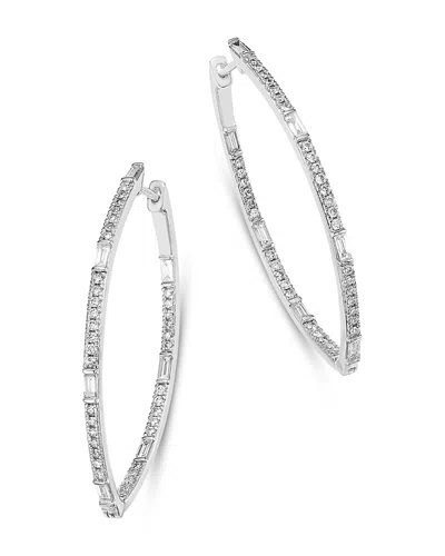Bloomingdale's Fine Collection Diamond Inside Out Hoop Earrings In 14k White Gold, 1.0 Tcw