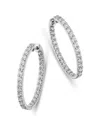 Bloomingdale's Fine Collection Diamond Inside Out Hoop Earrings In 14k White Gold, 2.5 Tcw In Metallic