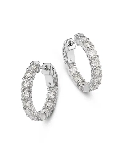 Bloomingdale's Fine Collection Diamond Inside Out Hoop Earrings In 14k White Gold, 2.5 Tcw In Silver