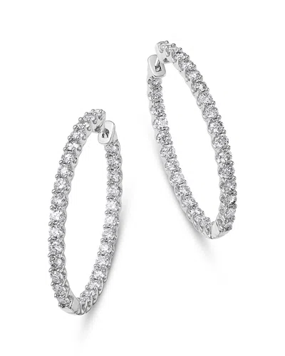 Bloomingdale's Fine Collection Diamond Inside Out Hoop Earrings In 14k White Gold, 4.0 Tcw In Silver