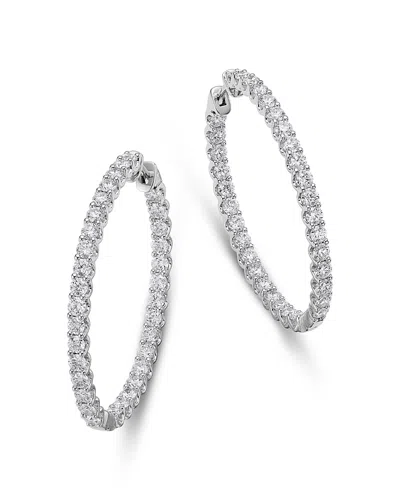 Bloomingdale's Fine Collection Diamond Inside Out Hoop Earrings In 14k White Gold, 4.0 Tcw In Silver
