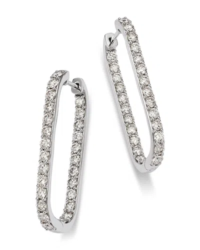 Bloomingdale's Fine Collection Diamond Inside Out Oblong Hoop Earrings In 14k White Gold, 3.0 Tcw In Silver