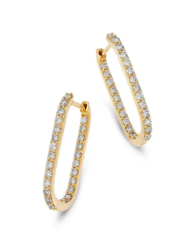 Bloomingdale's Fine Collection Diamond Inside Out Oblong Hoop Earrings In 14k Yellow Gold, 1.0 Tcw
