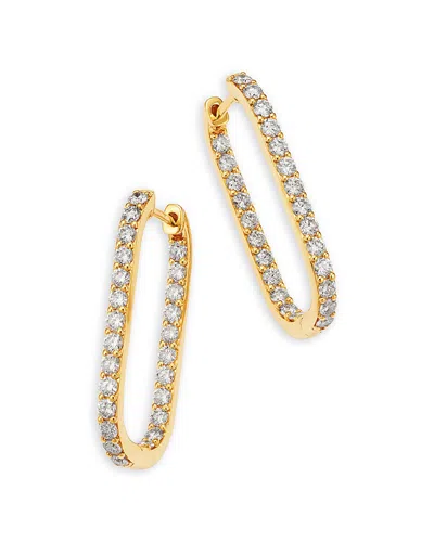 Bloomingdale's Fine Collection Diamond Inside Out Oblong Hoop Earrings In 14k Yellow Gold, 2.0 Tcw