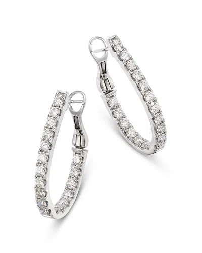 Bloomingdale's Fine Collection Diamond Inside Out Oval Hoop Earrings In 14k White Gold, 2.25 Ct. T. W.