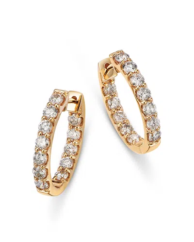 Bloomingdale's Fine Collection Diamond Inside Out Small Oval Hoop Earrings In 14k Yellow Gold, 2.0 Ct. T. W.