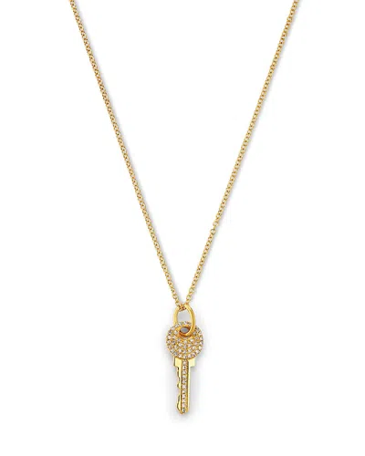 Bloomingdale's Fine Collection Diamond Key Pendant Necklace In 14k Yellow Gold, 0.12 Tcw