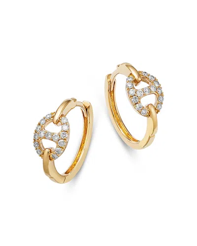 Bloomingdale's Fine Collection Diamond Link Huggie Hoop Earrings In 14k Yellow Gold, 0.20 Tcw