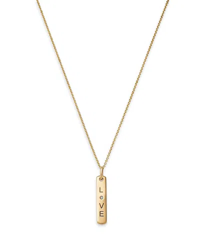 Bloomingdale's Fine Collection Diamond Love Dogtag Pendant Necklace In 14k Yellow Gold, 0.01 Ct. T. W.