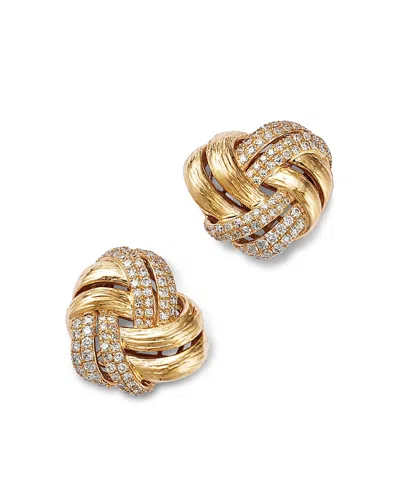 Bloomingdale's Fine Collection Diamond Love Knot Stud Earrings In 14k Yellow Gold, 0.60 Ct. T. W.