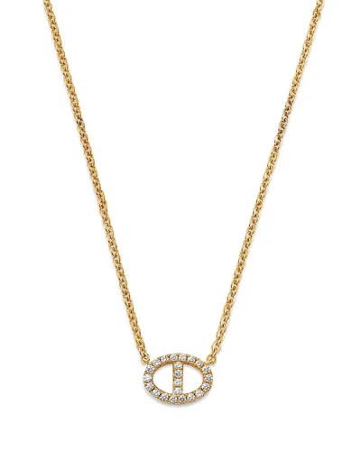 Bloomingdale's Fine Collection Diamond Mariner Single Link Pendant Necklace In 14k Yellow Gold, 0.2 Tcw