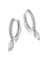Bloomingdale's Fine Collection Diamond Marquis & Round Dangle Huggie Hoop Earrings In 14k White Gold, 0.37 Ct. T. W. In Silver