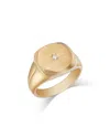 Bloomingdale's Fine Collection Diamond Men's Bezel Textured Signet Ring In 14k Yellow Gold, 0.10 Ct. T. W. In Gold