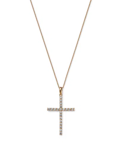 Bloomingdale's Fine Collection Diamond Micro-pave Cross Pendant Necklace In 14k Yellow Gold, 0.50 Tcw