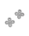 Bloomingdale's Fine Collection Diamond Micro-pave Flower Stud Earrings In 14k White Gold, 0.25 Tcw In Gold