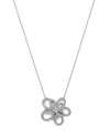Bloomingdale's Fine Collection Diamond Micropave Flower Pendant Necklace In 14k White Gold, 1.0 Tcw In Gold
