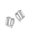 Bloomingdale's Fine Collection Diamond Micropave Huggie Hoop Earrings In 14k White Gold, 0.2 Ct. T. W. In White