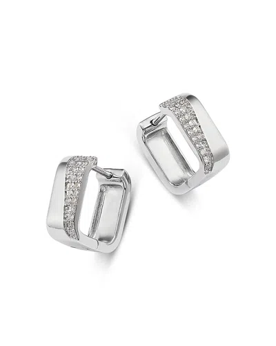 Bloomingdale's Fine Collection Diamond Micropave Huggie Hoop Earrings In 14k White Gold, 0.2 Ct. T. W.
