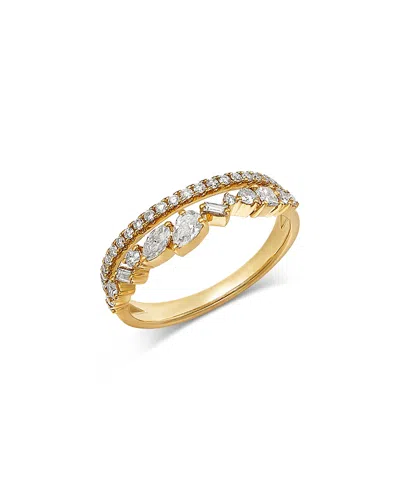 Bloomingdale's Fine Collection Diamond Mixed Cut Double Band Ring In 18k Yellow Gold, 0.56 Tcw In Orange