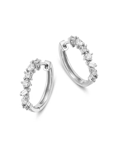 Bloomingdale's Fine Collection Diamond Mixed Cut Small Hoop Earring In Platinum, 0.58 Ct. T. W.