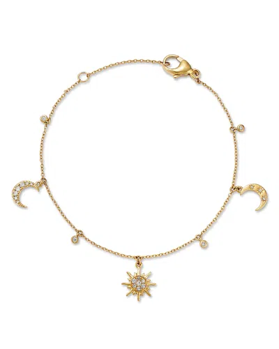 Bloomingdale's Fine Collection Diamond Moon & Stars Bracelet In 14k Yellow Gold, 0.15 Ct. T. W.