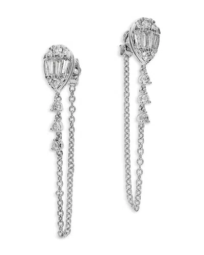 Bloomingdale's Fine Collection Diamond Mosaic Chain Earrings In 14k White Gold, 1.0 Ct. T. W.