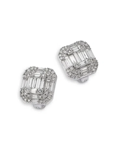 Bloomingdale's Fine Collection Diamond Mosaic Cluster Stud Earrings In 14k White Gold, 1.50 Tcw In Orange