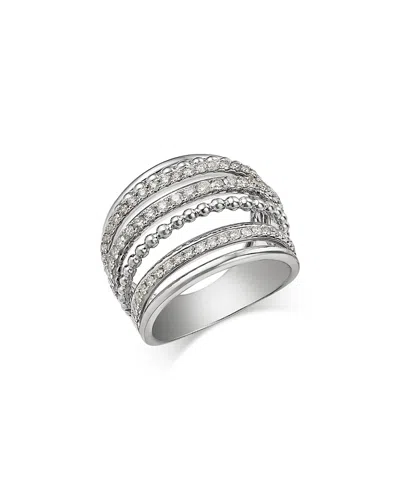Bloomingdale's Fine Collection Diamond Multi Row Ring In 14k White Gold, 1.0 Tcw In Metallic