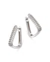 BLOOMINGDALE'S FINE COLLECTION DIAMOND OVAL GEOMETRIC HOOP EARRING IN 14K WHITE GOLD, 0.30 CT. T. W.