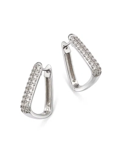 Bloomingdale's Fine Collection Diamond Oval Geometric Hoop Earring In 14k White Gold, 0.30 Ct. T. W.